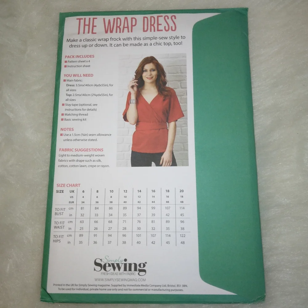 Simply Sewing,  The Wrap Dress, size 4-18
